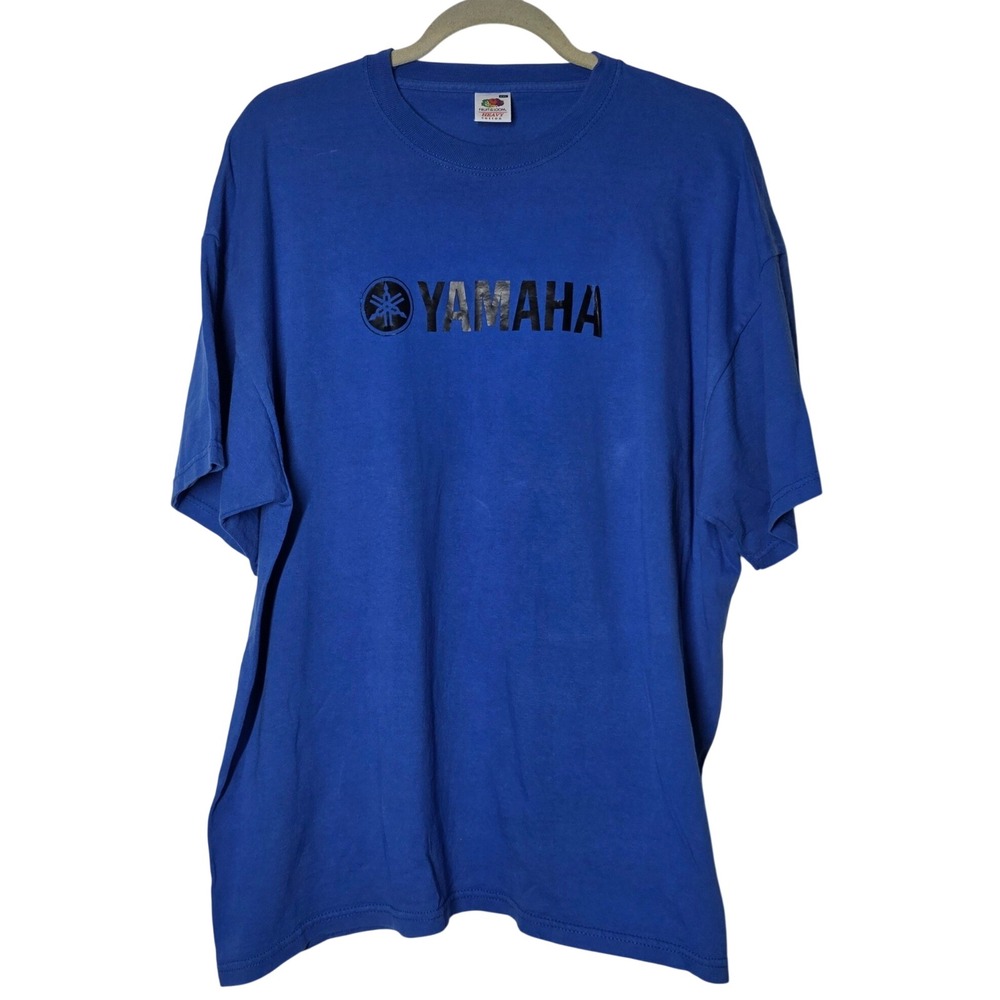 Yamaha Graphic T Shirt Mens XXL Blue Fruit of the Loom Heavy Cotton Racing Moto